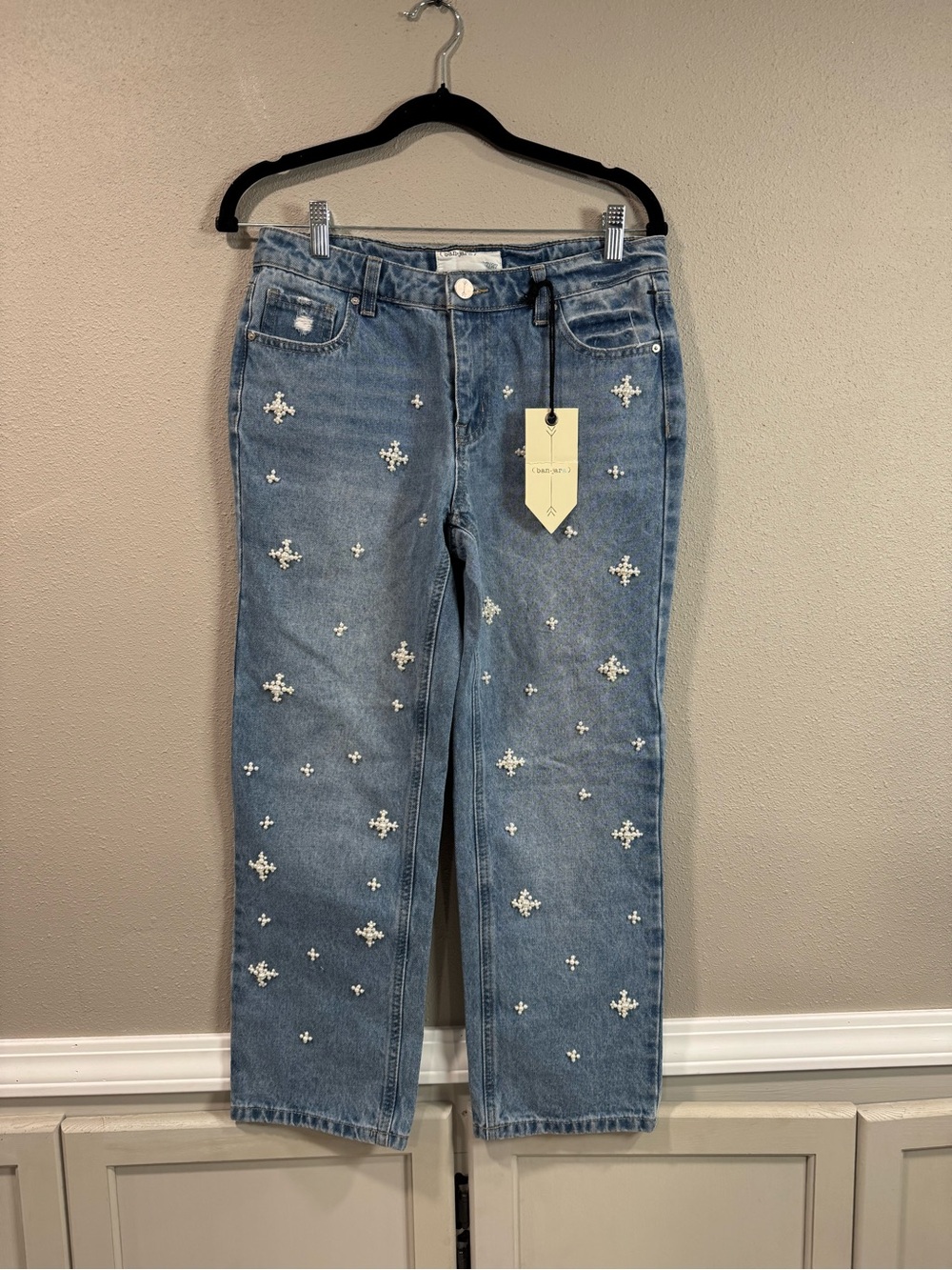 NWT Ban Jars Cropped Embroidered Light Blue Jeans - Picture 2 of 9
